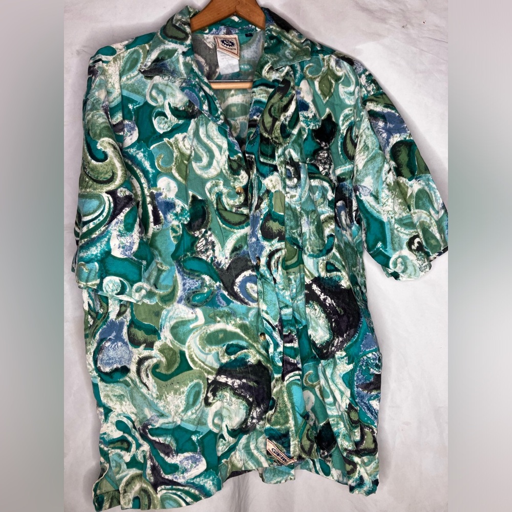 Gotcha Covered Vintage 90s Funky Patterned Shirt L - image 1